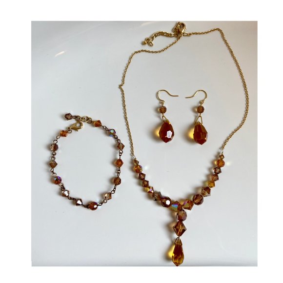 Amber Glass Jewelry Set - Picture 1 of 5